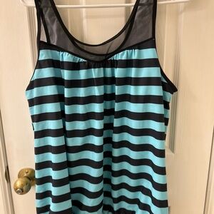 Striped Bathing Suit Top in Mint and Black.